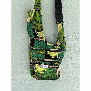 Local Design Sling Crossbody Bag Womens Small Turtle Print Green Black